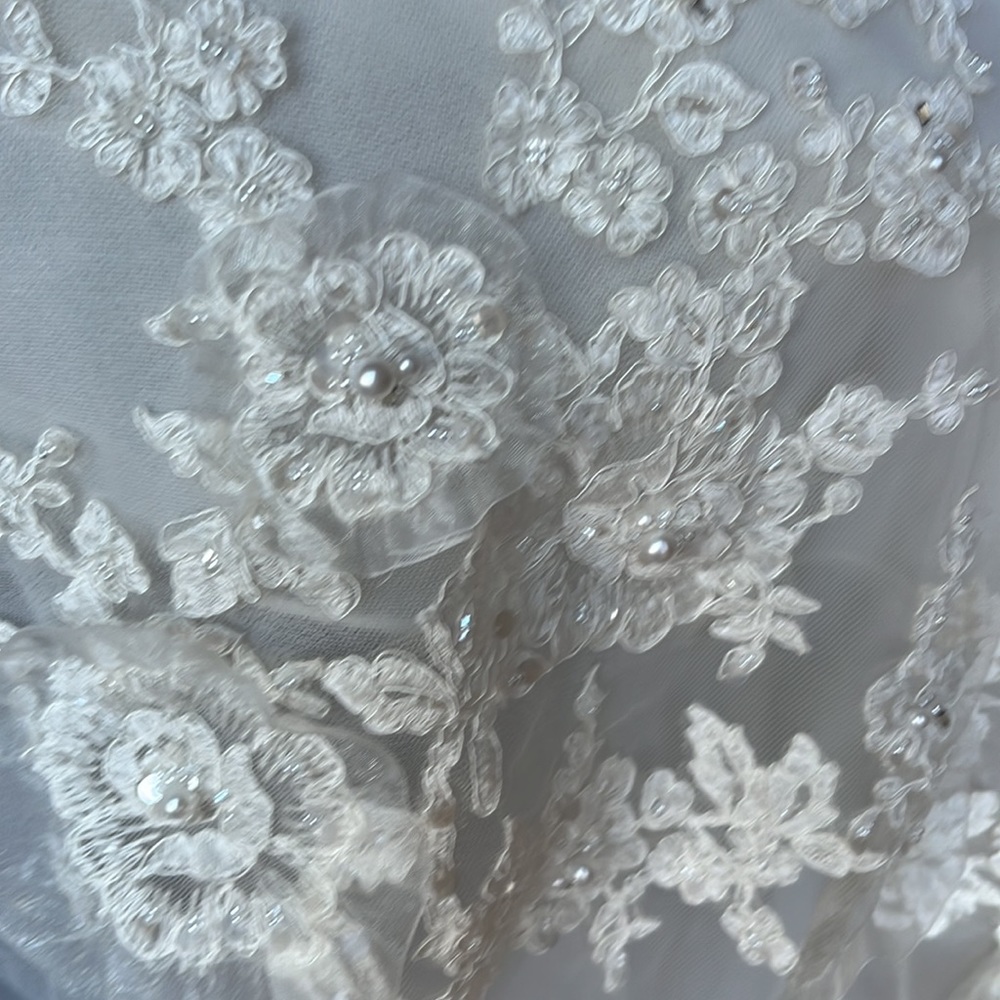 Strapless Lace Appliqué Wedding Dress in Ivory - Picture 7 of 9
